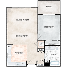 1 Bedroom 1 Bath B C415 floor plan